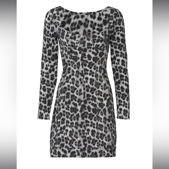 Miaou Dree Leopard Print Corset Bustier Denim Mini Dress XS - Picture 8 of 11